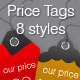 Price Tags in 8 Shapes and 6 Color Styles