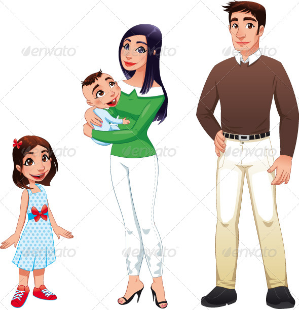 father and children cartoon. Father and Children.