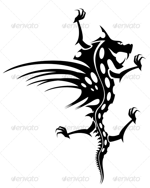 Tattoo of black dragon. by seamartini. Tattoo of black dragon.