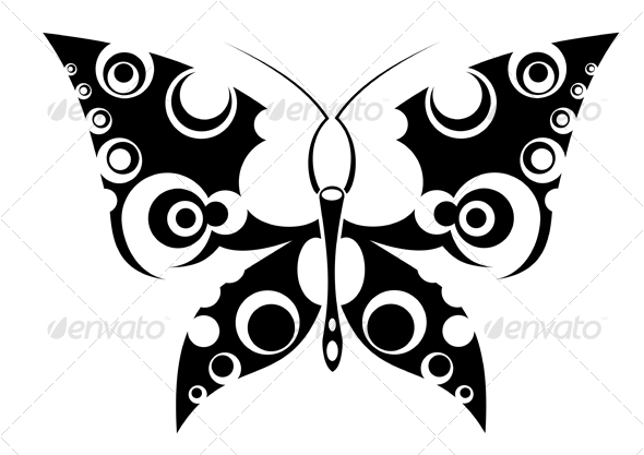 black and white butterfly tattoos. Butterfly tattoo isolated on