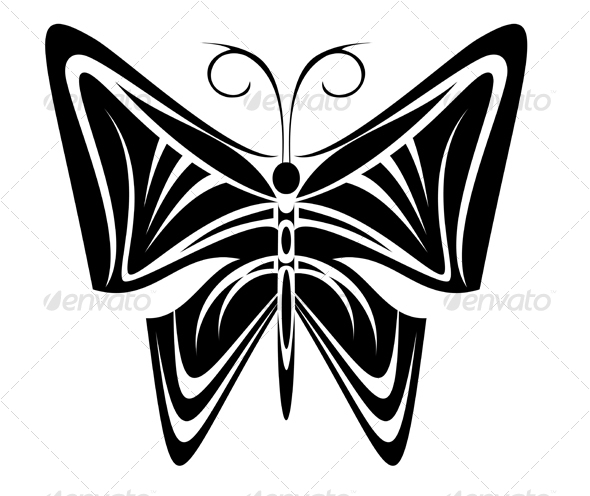 black and white butterfly tattoos. Butterfly tattoo in tribal