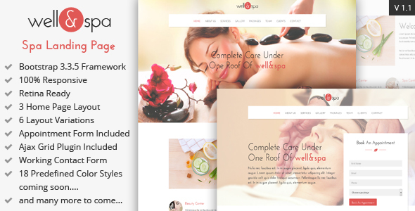 well spa responsive spa beauty landing page template by mannatstudio form beauty