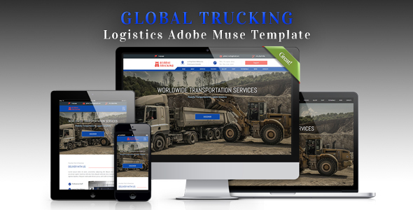 global trucking logistics adobe muse template by vtg design