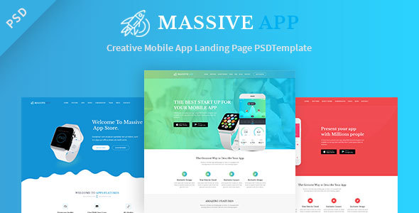 massive app landing page psd template app landing page psd