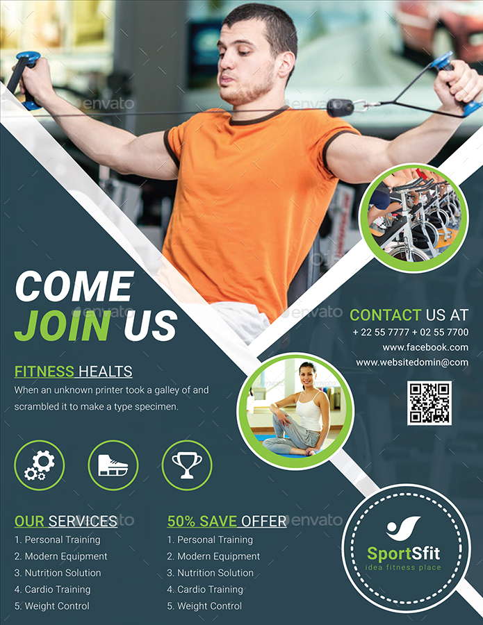 Fitness Gym Flyer Print Templates Graphicriver