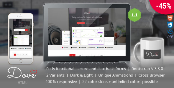 Dove - Responsive Bootstrap Startup Landing Page Template