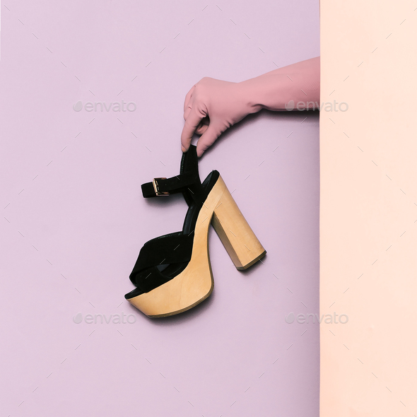 Stylish clothes. Shoes with heels. Glamorous shoes. wardrobe ide Stock Photo by EvgeniyaPorechenskaya