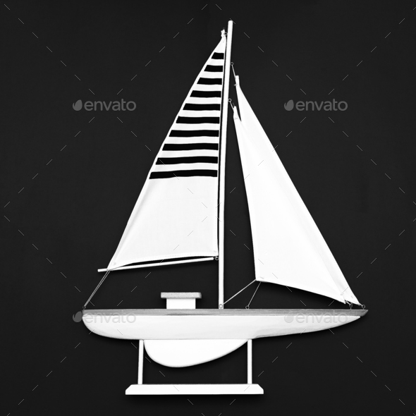 Sailboat Black and white Minimal art Stock Photo by EvgeniyaPorechenskaya