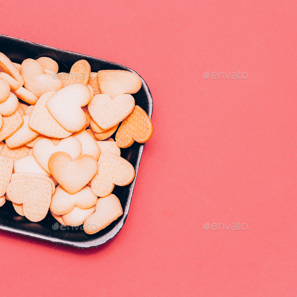 Hearts Cookies Minimal art design style Candy colors Stock Photo by EvgeniyaPorechenskaya