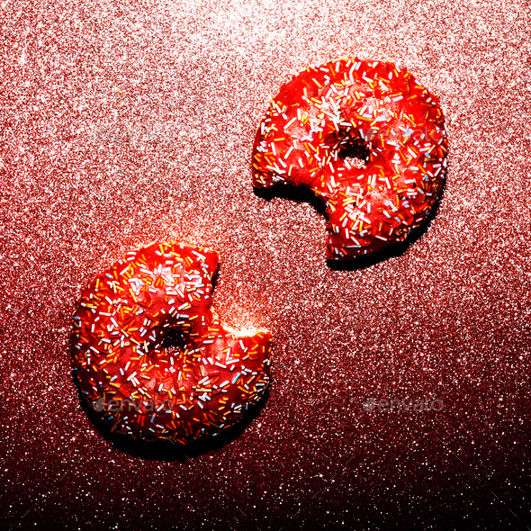 Glamorous donut. Sparkling. Creative minimal Stock Photo by EvgeniyaPorechenskaya