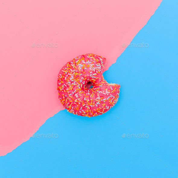 Donut eat me creative minimal design Stock Photo by EvgeniyaPorechenskaya