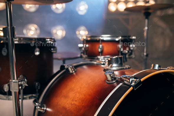 Drum-kit, drum-set, percussion instrument, nobody Stock Photo by NomadSoul1