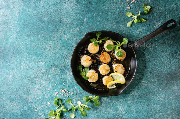 Fried scallops with butter sauce Stock Photo by NatashaBreen | PhotoDune