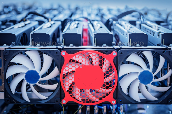 Bitcoin industry hardware. Cryptocurrency mining Stock Photo by photocreo