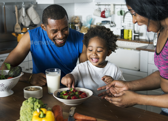 Black family eating healthy food together Stock Photo by Rawpixel | PhotoDune