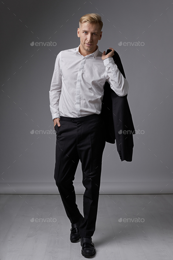 Casual businessman portrait demonstrating facial expression Stock Photo by arthurhidden