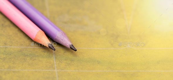 Pink, purple color pencils banner Stock Photo by Elegant01 | PhotoDune