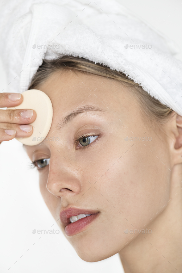 Portrait of white woman doing her daily makeup routine Stock Photo by Rawpixel