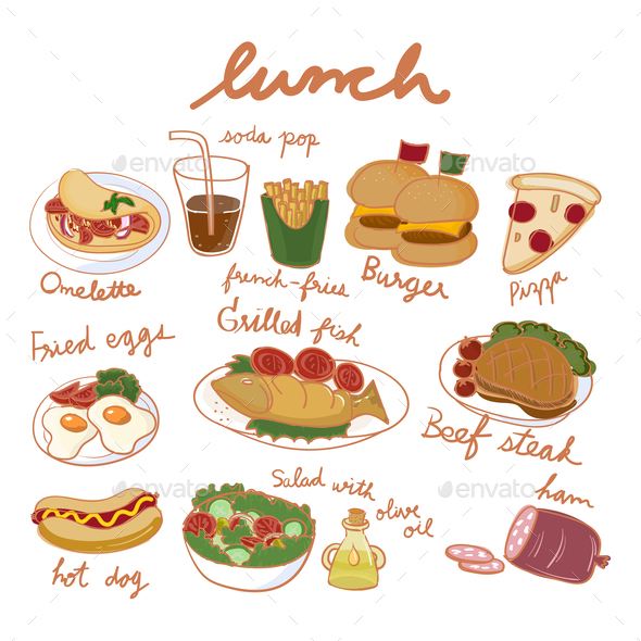 Illustration drawing style of food collection Stock Photo by Rawpixel