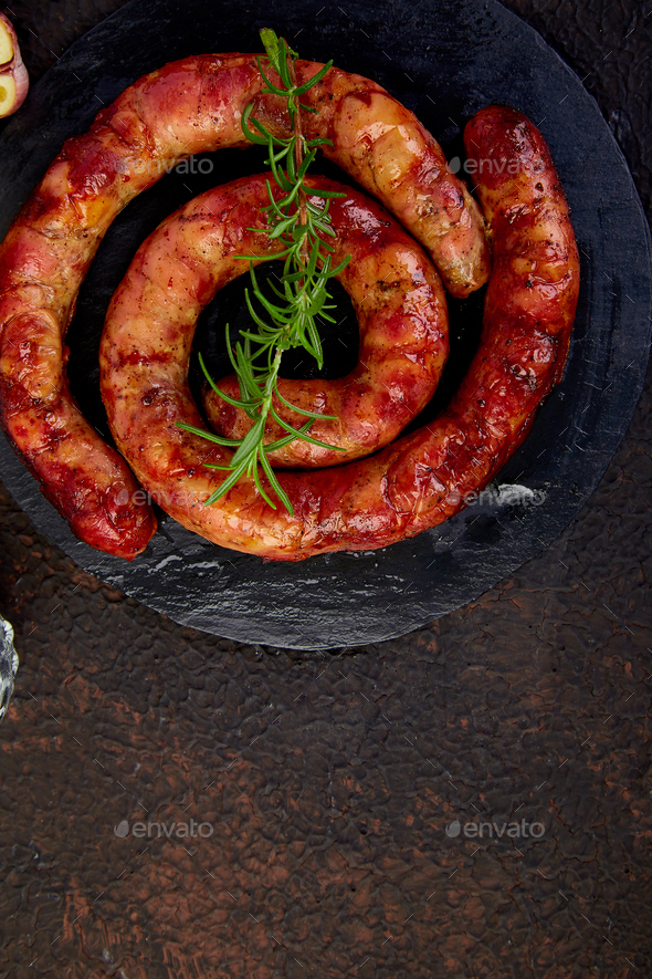 Grilled Or Roasted Spiral Pork Sausages Stock Photo By Bondarillia