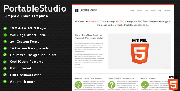 PortableStudio - Clean & Simple HTML 5 Template - ThemeForest Item for Sale