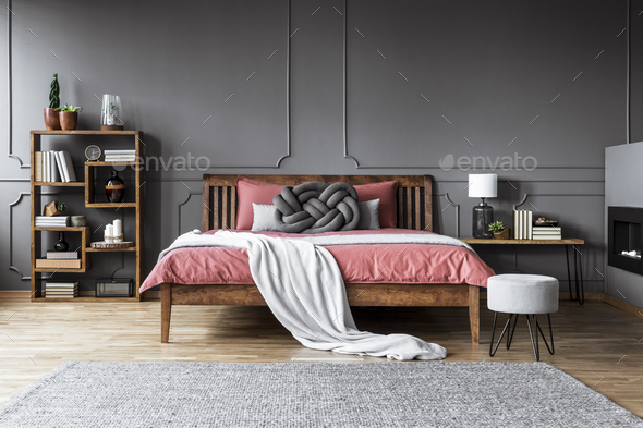 Grey and pink modern bedroom Stock Photo by bialasiewicz | PhotoDune