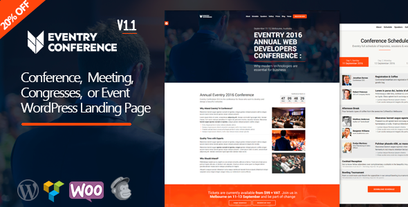 eventry conference event landing page wordpress theme by jthemes