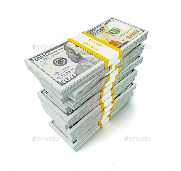 Stack Of New 100 US Dollars 2013 Edition Banknotes Stock Photo By