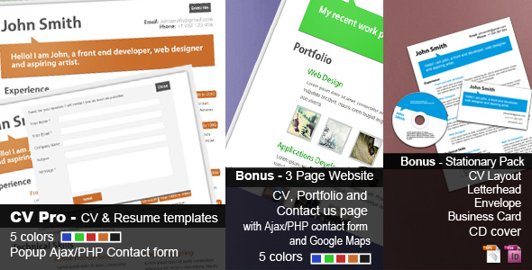 CV Pro - CV/Resume + 3 Page Website<br /> + Stationary CV Pro - CV/Resume +<br /> 3 Page Website + Stationary