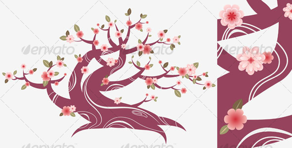 cherry blossom branch vector. Concept: this beautiful tree