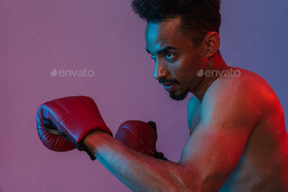 Portrait Of Concentrated Half Naked African American Man Poising In