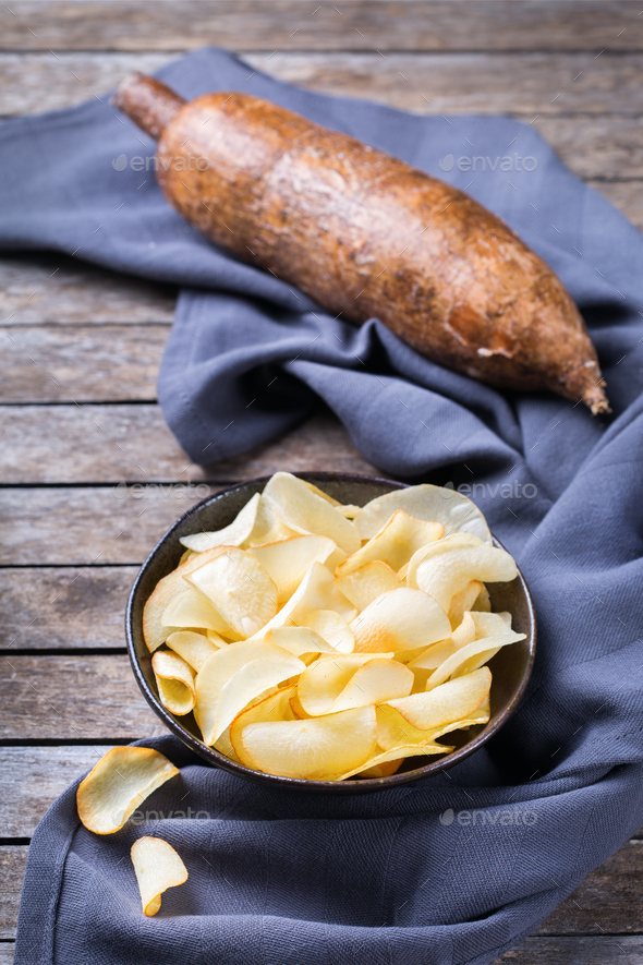 Yucca Yuca Cassava Manioca Mandioca Chips And Flour Stock Photo By