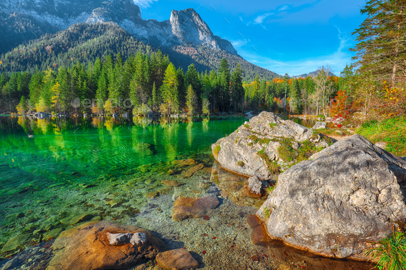 Fantastic Autumn Sunrise Of Hintersee Lake Stock Photo By Pilat666