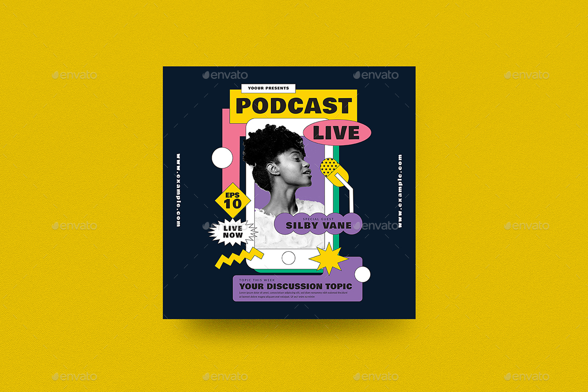 Podcast Live Event Flyer Set Print Templates GraphicRiver