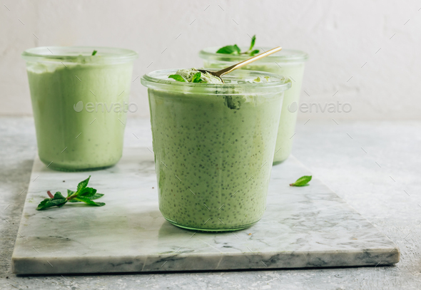 Matcha Green Tea Chia Seed Pudding Stock Photo By Ymikhaylova Photodune