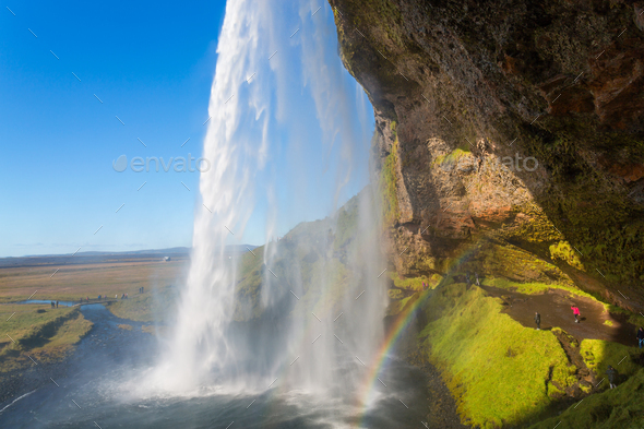 The Spectacular Seljalandsfoss Waterfall South Iceland Stock Photo By