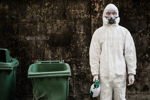 Disinfection Specialist In Ppe Suit Performing Public Decontamination