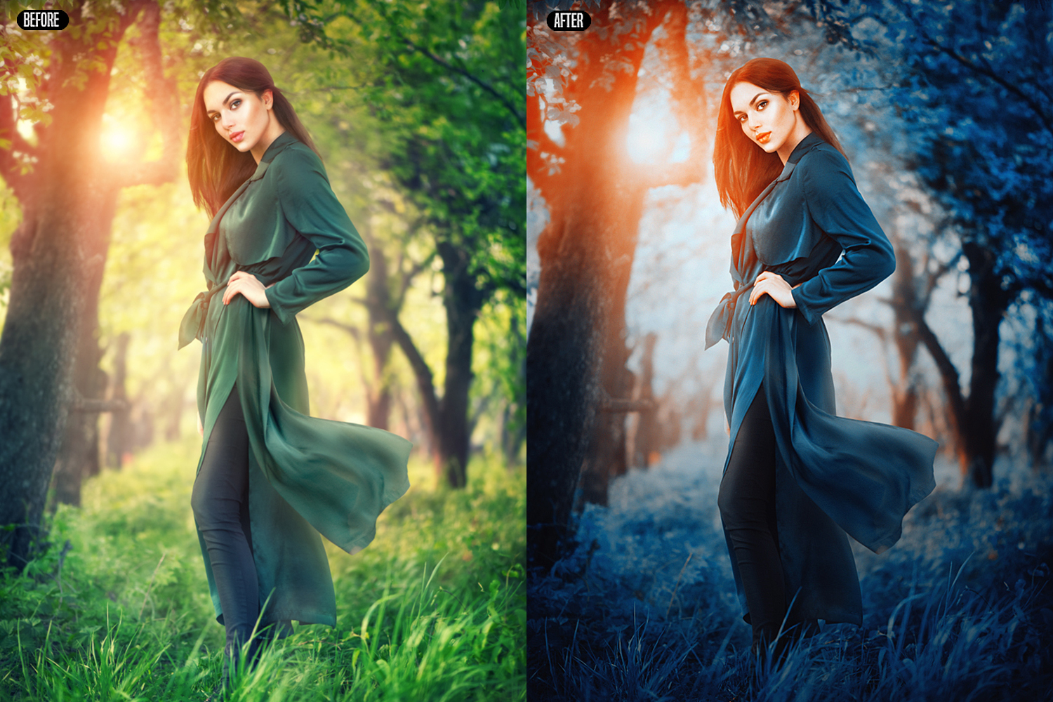 Dreamy Blue Color Grading Photoshop Action Add Ons GraphicRiver