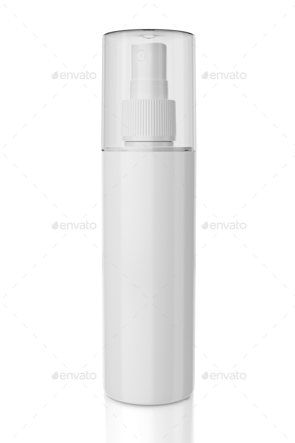 Blank Plastic Spray Bottle Isolated On White Background 3D Rendering