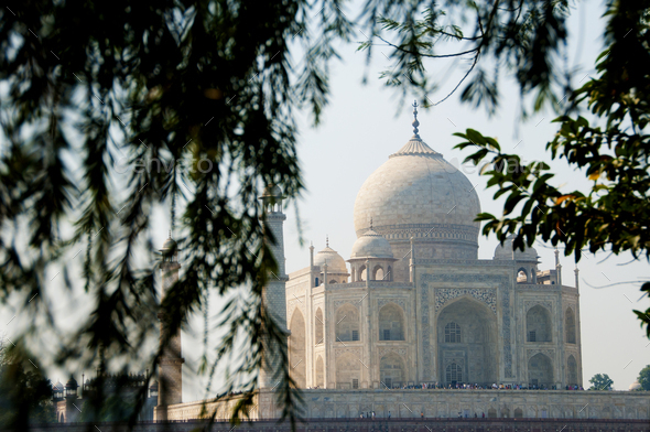 Taj Mahal As Seen From Across The Yamuna River Agra India Stock