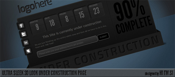 Ultra Sleek 3D Look Under Construction Page Ultra Sleek 3D Look Under Construction Page
