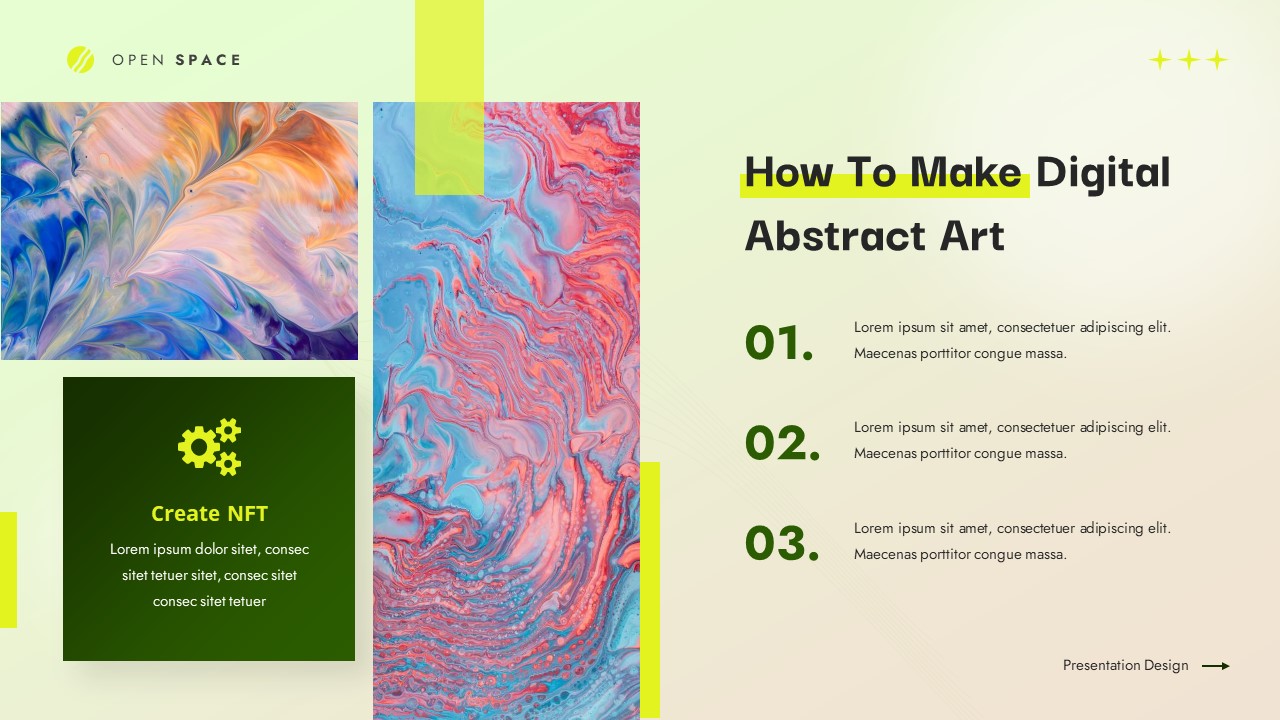 Open Space NFT Digital Art Creative Marketplace Powerpoint Template