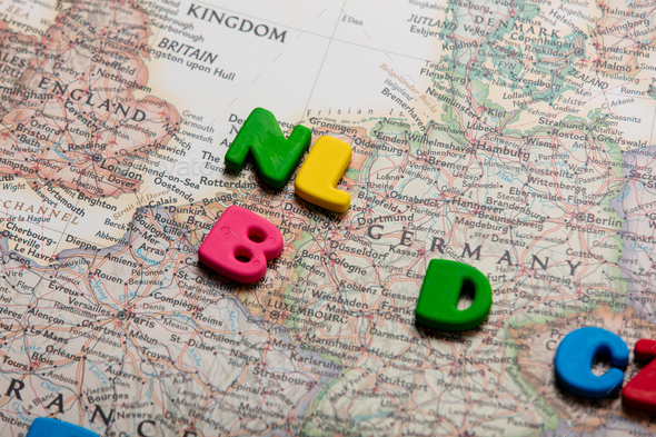 Photo Of Map Of European Countries And Colorful Letters On The