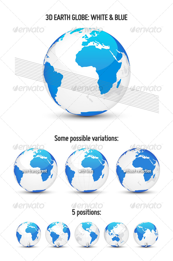 3D Earth Globe: White & Blue - GraphicRiver Item for Sale