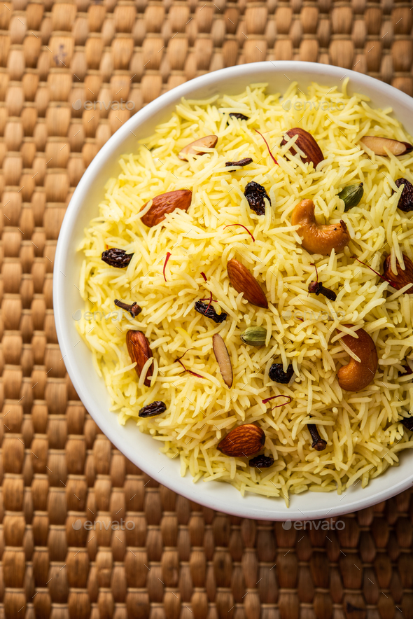 Kashmiri Sweet Modur Pulao Made Of Rice Cooked With Sugar Water