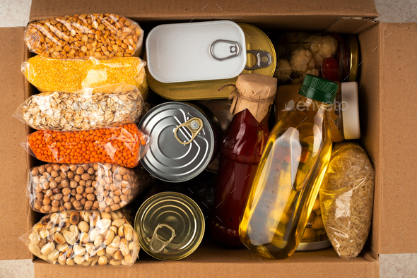 Survival Set Of Nonperishable Foods In Carton Box Stock Photo By Olena