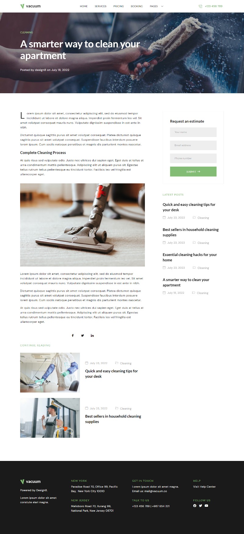 Vacuum Cleaning Services Company Elementor Template Kit By Design