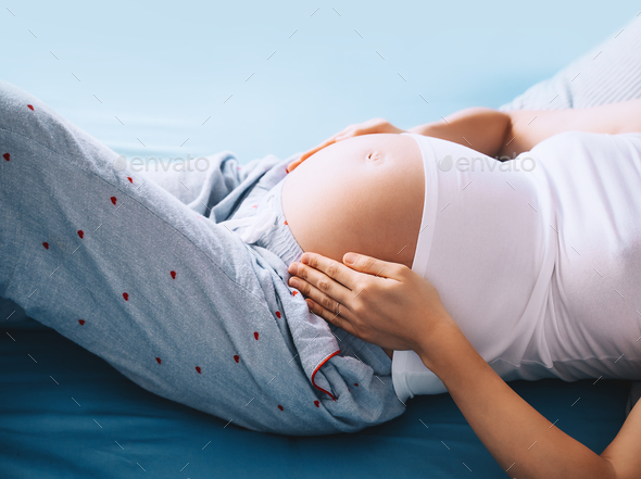 Close Up Of Woman Pregnant Belly Pregnancy Concept Stock Photo By