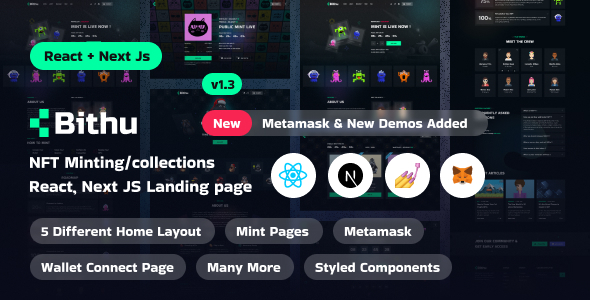 Bithu Nft Minting Collection React Next Js Landing Page Template By