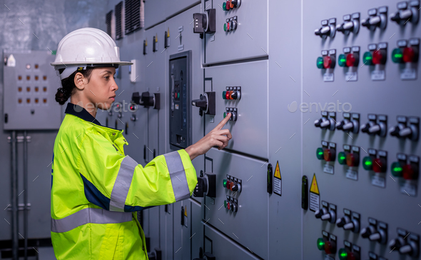 Engineer Checking And Inspecting At Mdb Panel Working With Electric